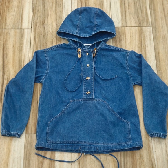 Blue Denim Hooded Pullover